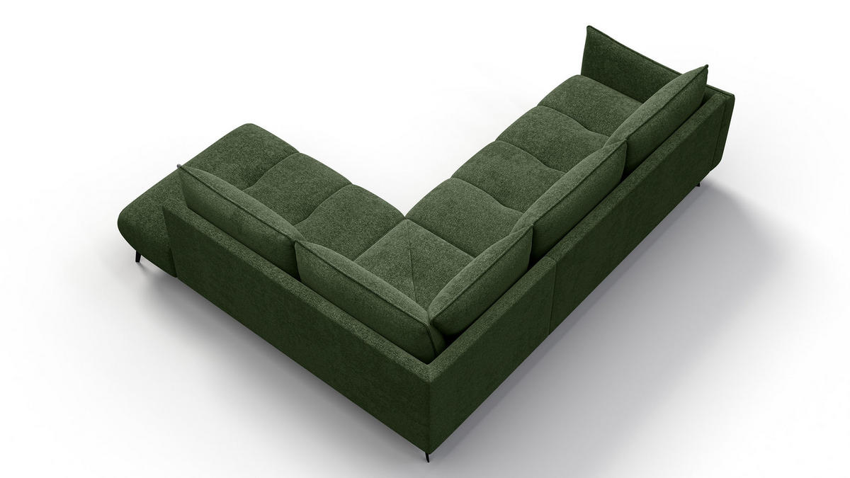 ECKSOFA AERA 5-Sitzer rechts, dunkelgrün - Dunkelgrün/Schwarz, Holz/Textil (268/206cm) - Courtois Laville