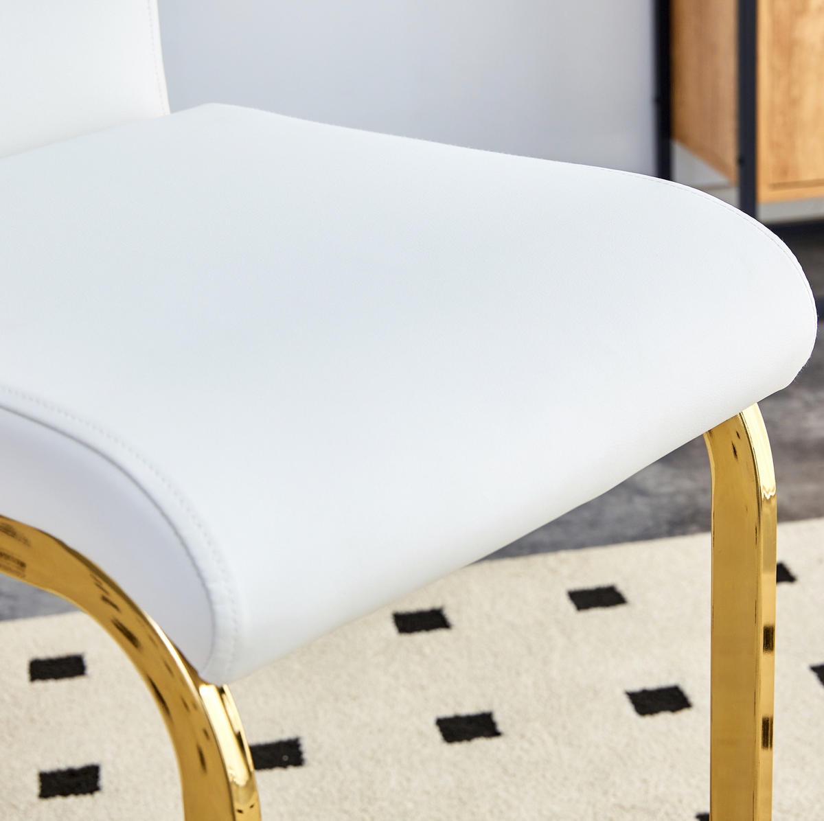 BARHOCKER 2er-Set 96,5 cm Metall/Kunstleder White+Gold - Weiß, Metall (46.5/96.5/39cm) - Meubliv
