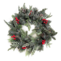 ADVENTSKRANZ Virdis Rot Grün 55/55/15 cm Kunstoff - Rot/Grün, Kunststoff (55cm) - Mondex