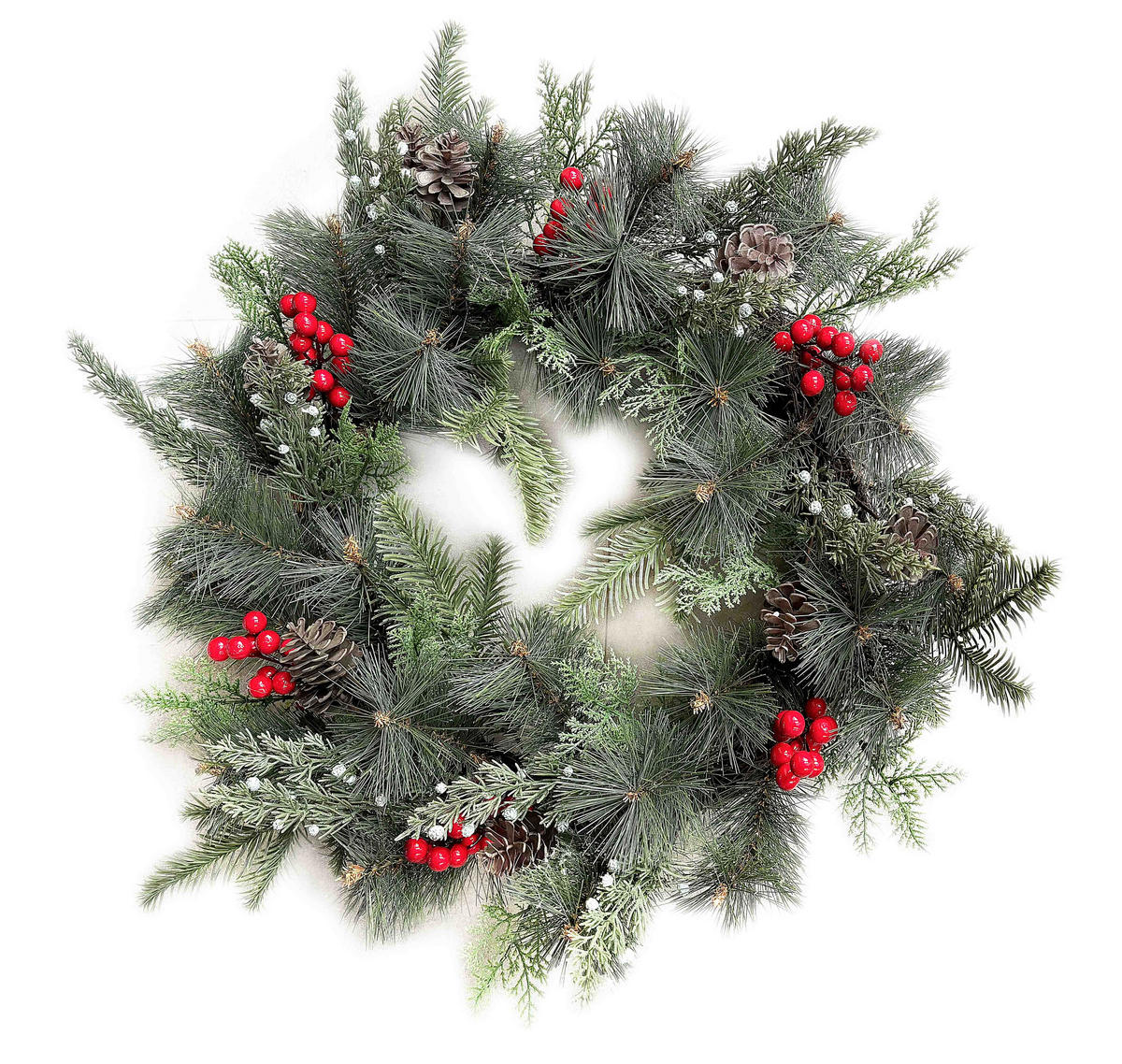 ADVENTSKRANZ Virdis Rot Grün 55/55/15 cm Kunstoff - Rot/Grün, Kunststoff (55cm) - Mondex