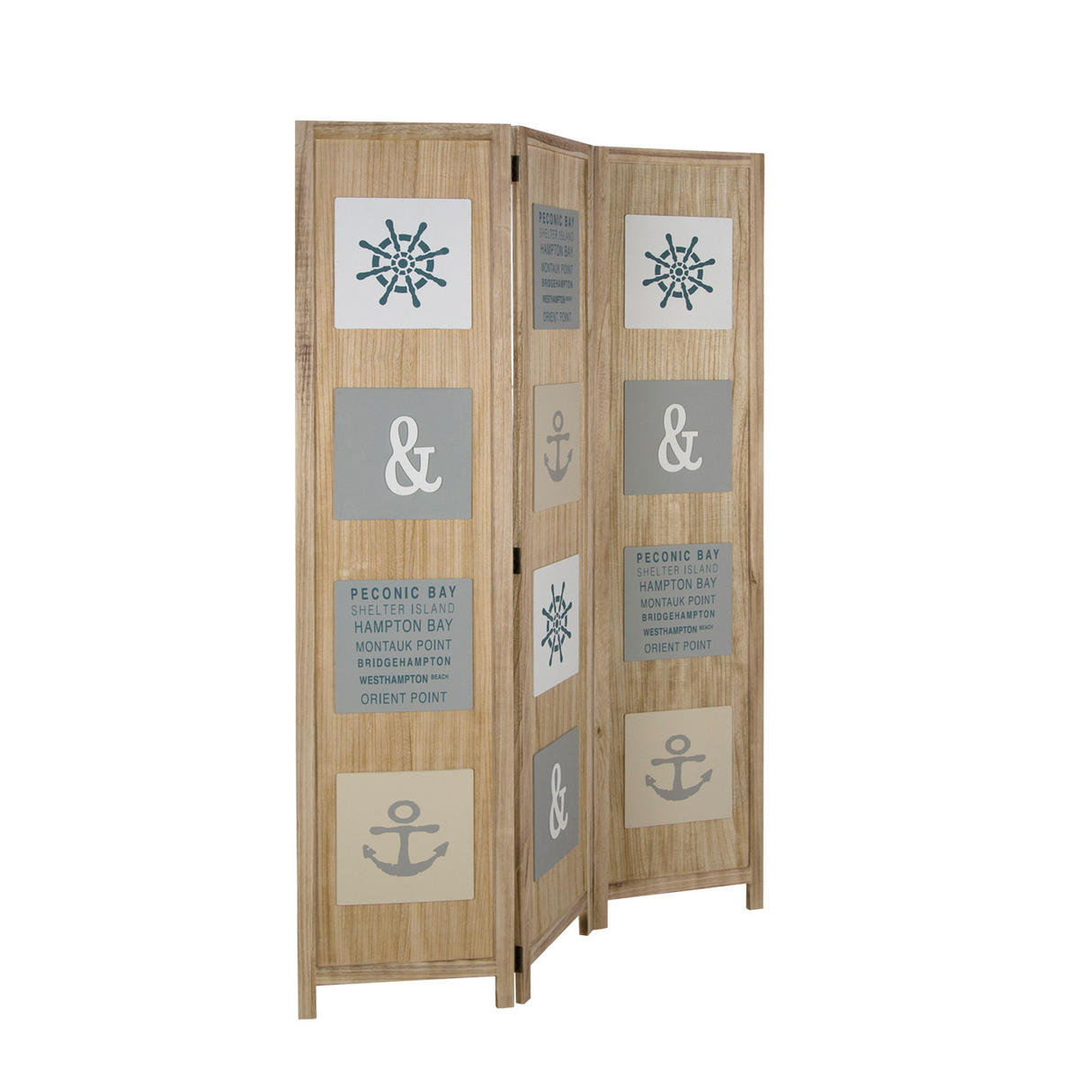 PARAVENT 3-tlg. 120/170 cm Braun Holzapplikationen - Braun, Holz (120/170/1cm) - Homestyle4u