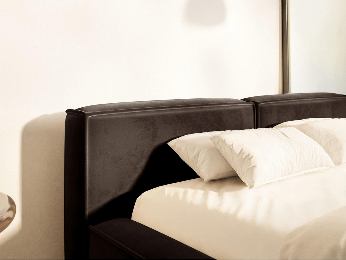 POLSTERBETT Tilves Slim Braun 140x200 cm - Schwarz/Braun, Kunststoff/Textil (140/200cm) - Selsey