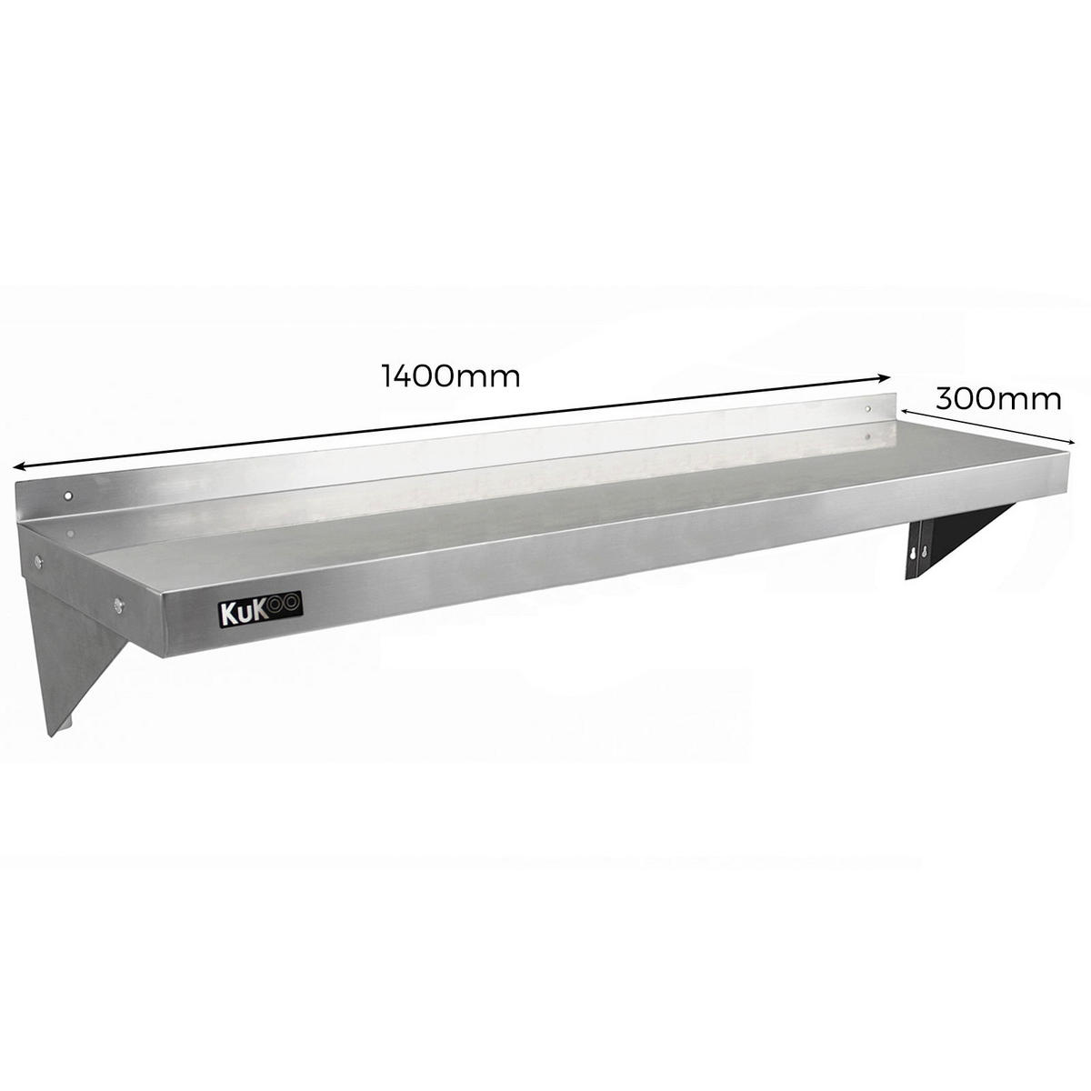 WANDREGAL 2 x 1400mm x 300mm - Silberfarben, Metall (140/23/30cm) - Kukoo