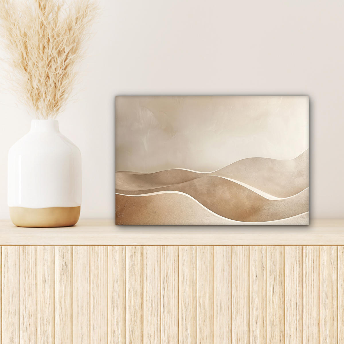 LEINWANDBILD Beige - Natur - Abstrakt - Modern 30x20 cm - Beige, Textil (30/20cm) - MuchoWow