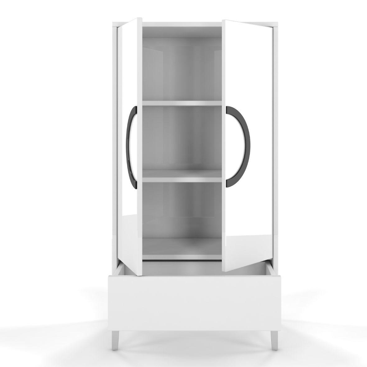 Thumbnail - Kayani Highboard, Weiß Hochglanz, Holzwerkstoff, 60x120x38 cm, Wohnzimmer, Kommoden & Sideboards, Highboards