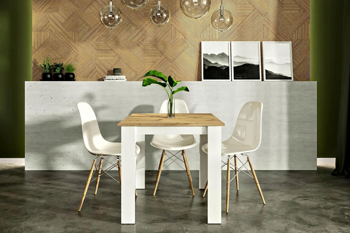 TISCH Kongo Artisan Eiche-Weiß 80/80/75 cm Schlichte - Eiche Artisan, Holzwerkstoff (80/80/75cm)