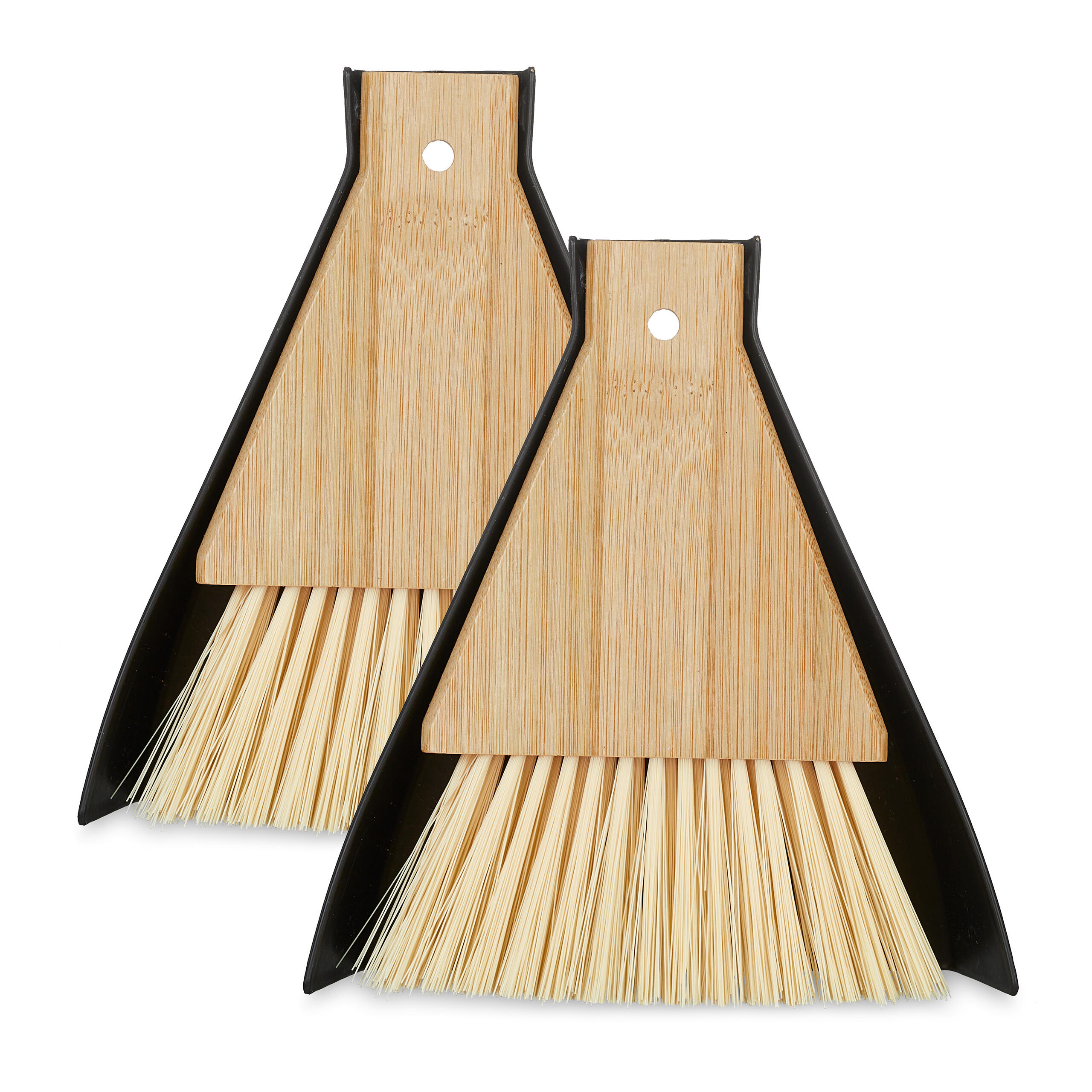 2XTISCHKEHRSET - Beige/Schwarz, Holz/Kunststoff (15/16.5/4cm) - Relaxdays