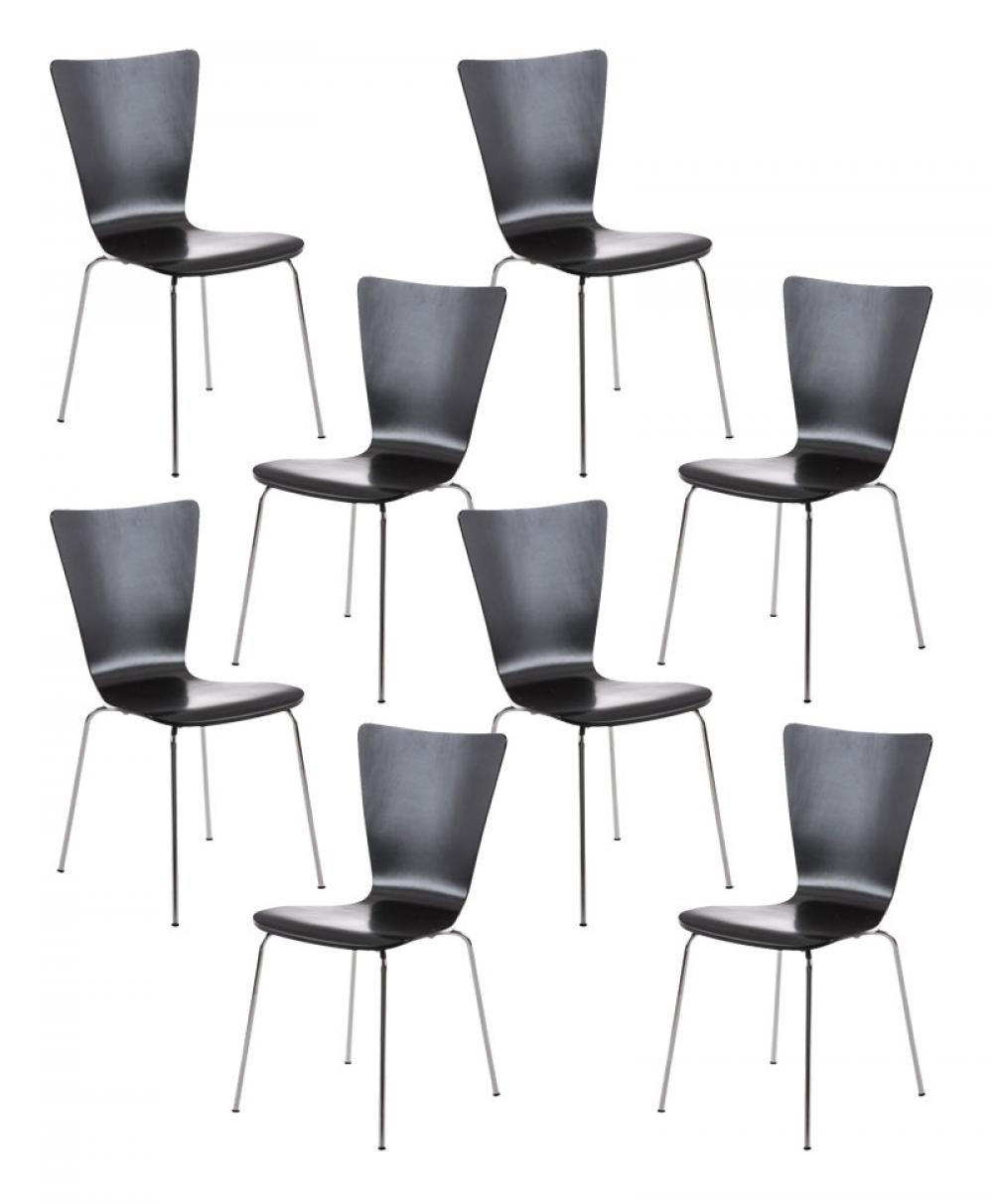 BESUCHERSTUHL 8er Set Holz schwarz - Schwarz, Holz/Metall (43/84/50cm) - CLP