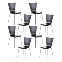 BESUCHERSTUHL 8er Set Holz schwarz - Schwarz, Holz/Metall (43/84/50cm) - CLP