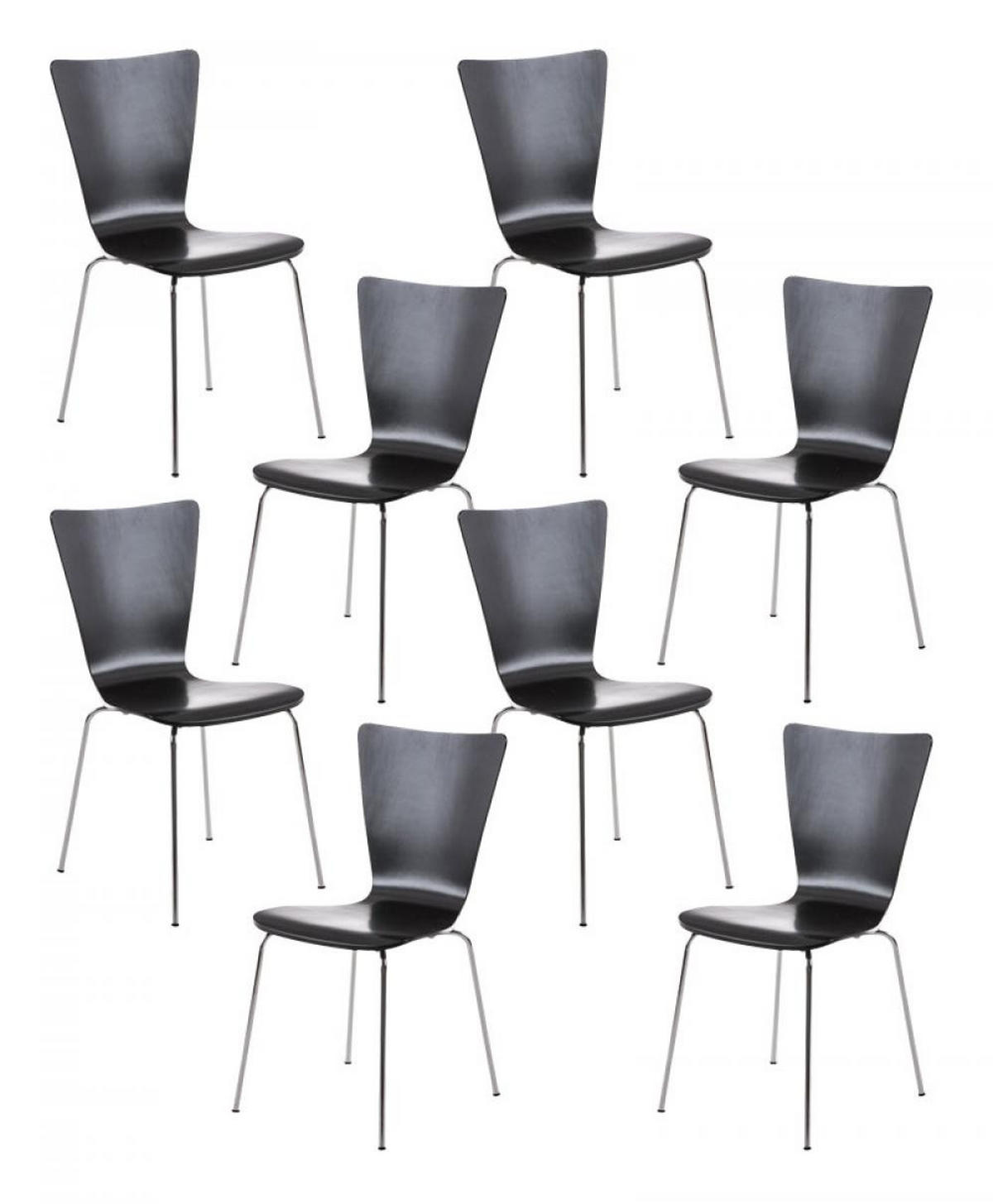 BESUCHERSTUHL 8er Set Holz schwarz - Schwarz, Holz/Metall (43/84/50cm) - CLP
