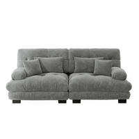 SOFA in Grau aus Chenille mit modularen Elementen - Grau, Textil (77/81/220cm) - Flora Grace