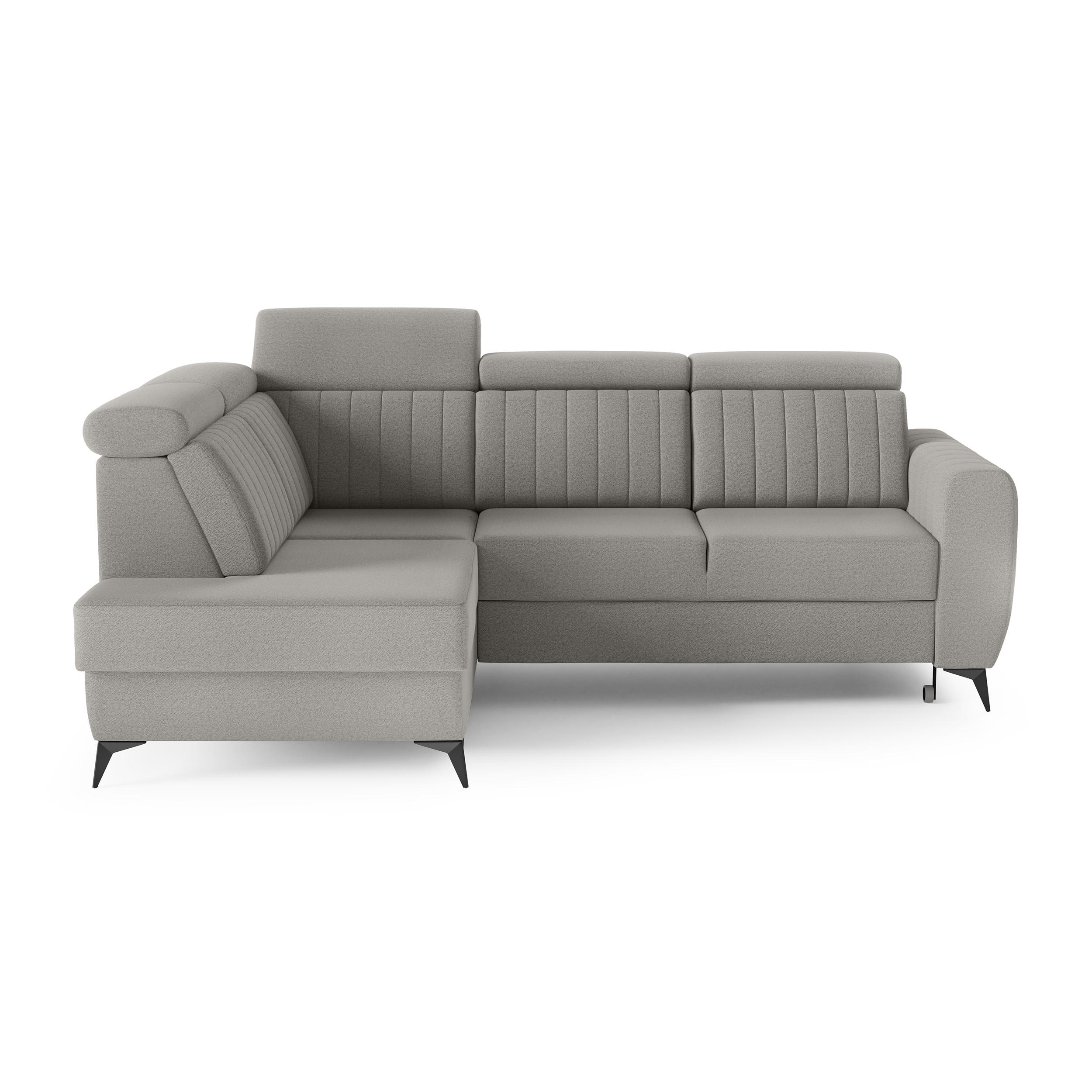 ECKSCHLAFSOFA Connor II verstellbare Kopfstützen, Dunkelbeige, links - Beige/Schwarz, Textil (268/204cm) - Beautysofa