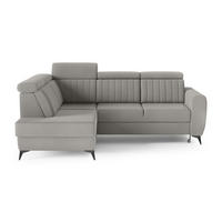 ECKSCHLAFSOFA Connor II verstellbare Kopfstützen, Dunkelbeige, links - Beige/Schwarz, Textil (268/204cm) - Beautysofa