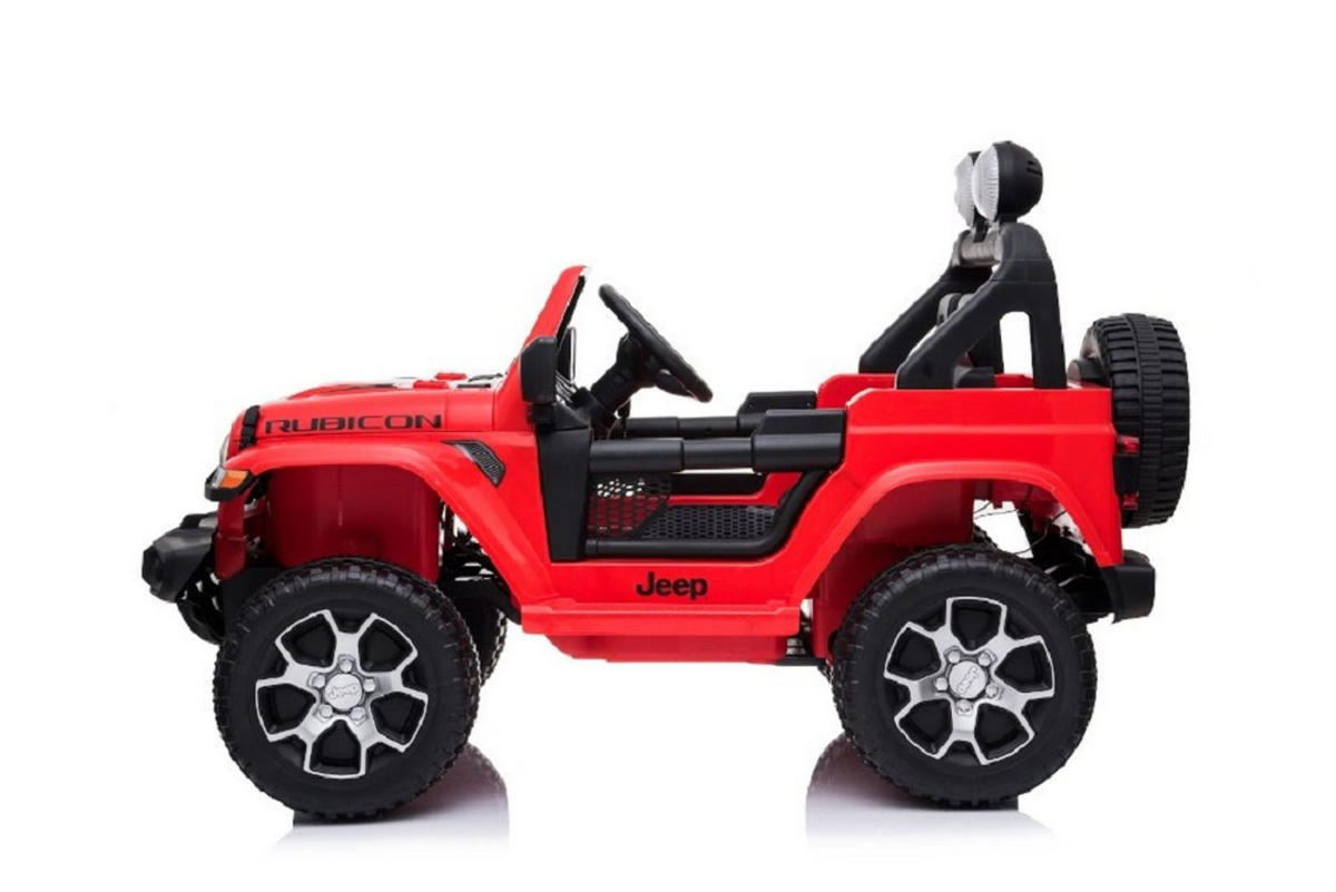 KINDER ELEKTROAUTO Jeep Wrangler Rubicon rot Allradantrieb, EVA-Reifen, Kunstledersitz, lizenziert, 4 Motoren - Rot, Kunststoff (127/70/80cm) - Es-Toys