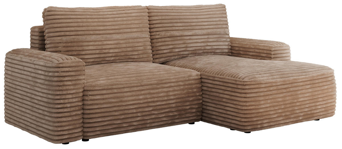 ECKSOFA BELLUNO L Braun Cord - Rechts - Schwarz/Braun, Textil (233/144cm) - MKS