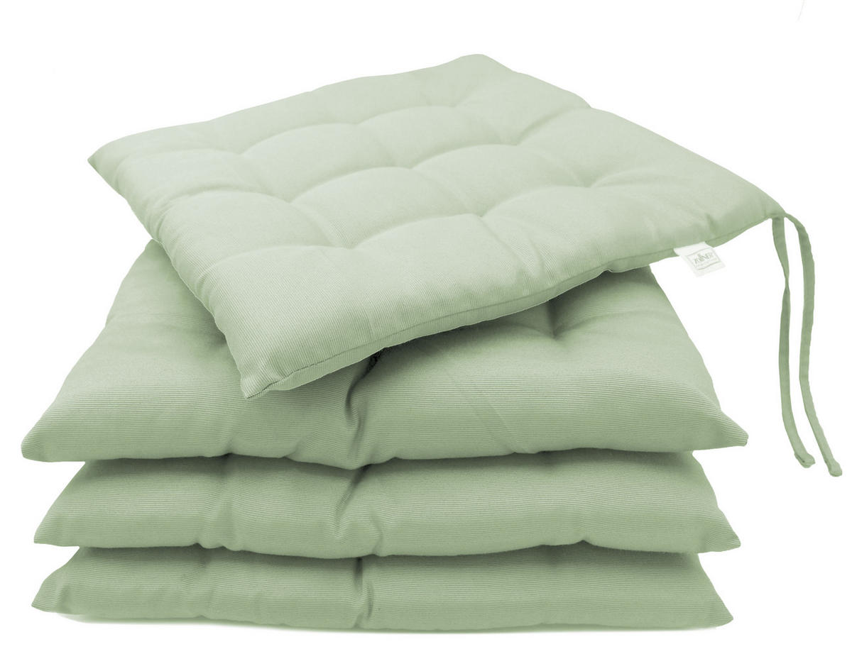 STUHLKISSEN, 4er-Set, 40x40 cm, 100% Polyester, Grün - Hellgrün, Textil (40/40/3cm) - Zollner