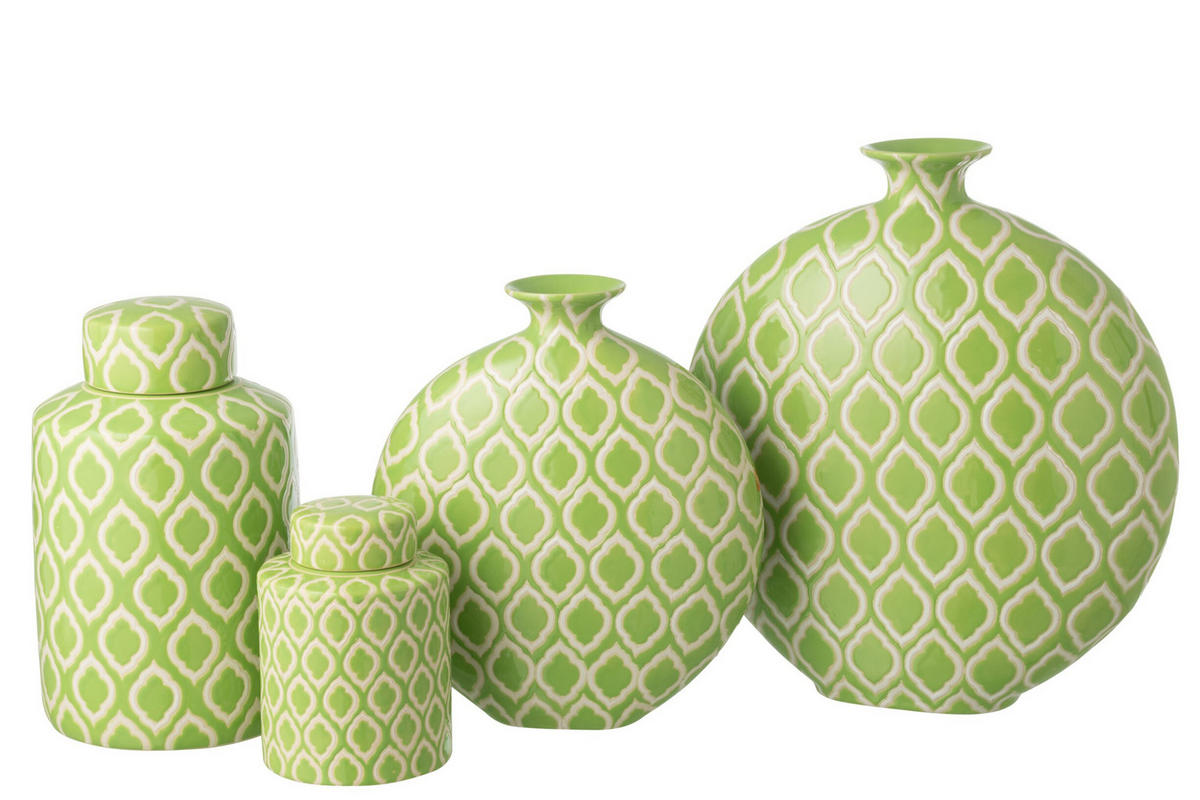 VASE KARIERT - Weiß, Keramik (43cm) - J-Line