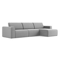 ECKSOFA Rechts Samt Stoff Grau - Creme/Schwarz, Kunststoff/Textil (314/167cm) - Makamii