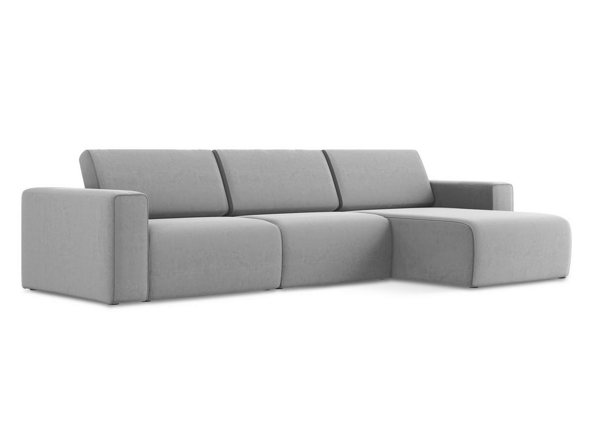 ECKSOFA Rechts Samt Stoff Grau - Creme/Schwarz, Kunststoff/Textil (314/167cm) - Makamii