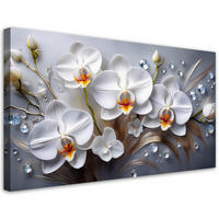 LEINWANDBILD Orchideenblüte weiß 3D bemalt - Weiß, Textil (80/40cm) - Feeby