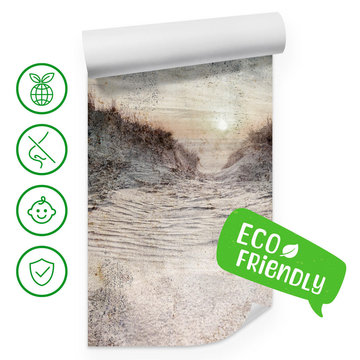 FOTOTAPETE Abstrakter Strand Beton Abstraktion 200x140 - Beige/Braun, Papier (200/140cm) - Muralo