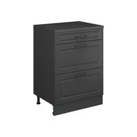 KUHINJSKA OMARA ZA POŠEVNE STREHE R-Line, Antracitna podeželska hiša, 60 cm brez naklona z 3 predaloma - antracit, leseni material (60/83.8/46cm) - Vicco