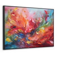 LEINWAND Bilder mit Rahmen - Ölgemälde - Kunst - Abstrakt - Farbenfroh - 100x70 - Altrosa, Textil (100/70cm) - MuchoWow