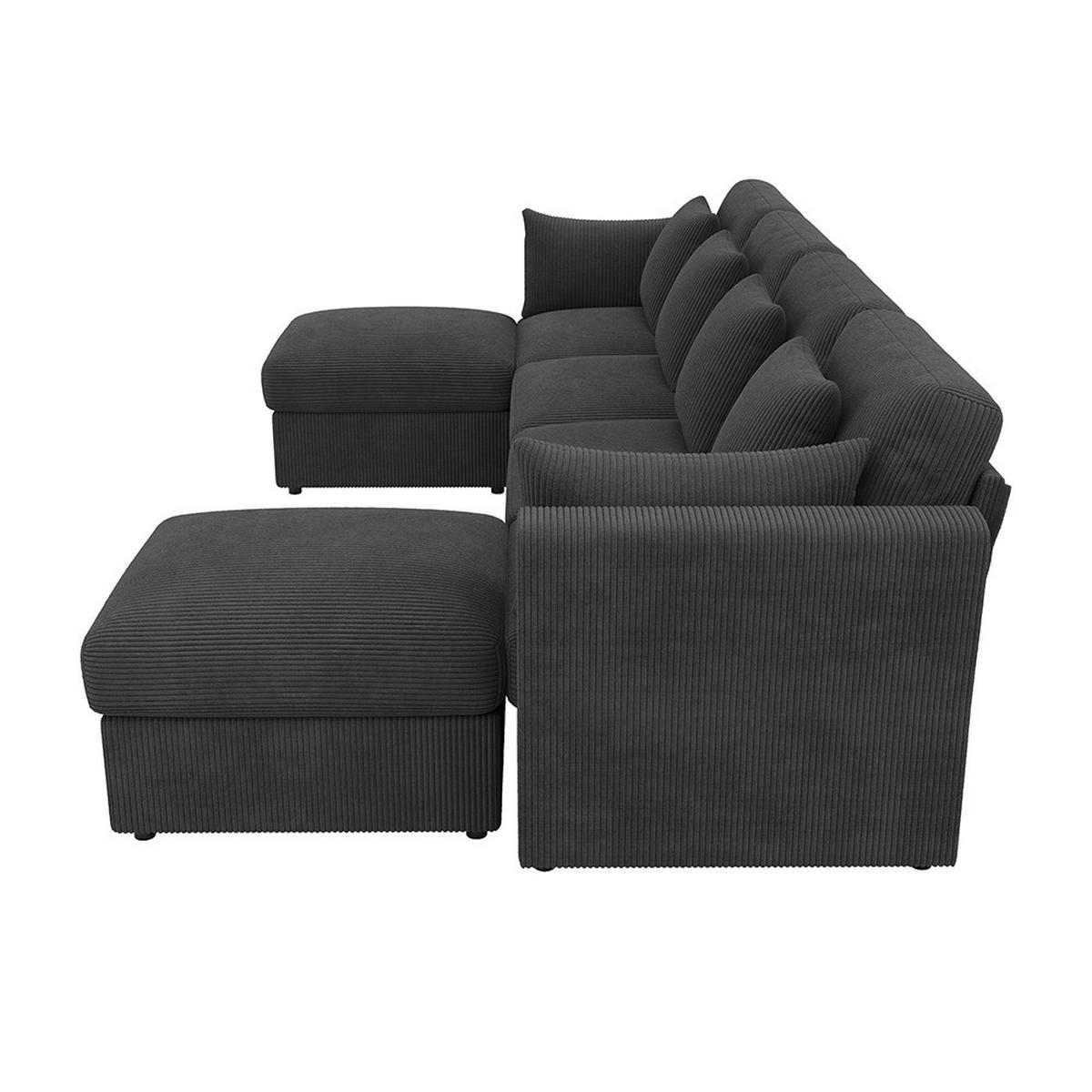 ECKSOFA,SECHSSITZER-SOFA mit verstellbaren Armlehnen in Grau - Grau, Textil (159.5/290cm) - KOMHTOM