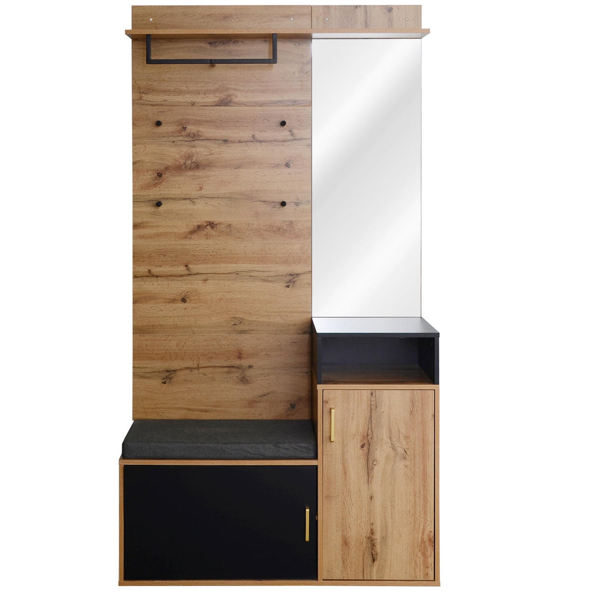GARDEROBE 105/191,5/40 cm Schwarz aus MDF und Spanplatte mit Spiegel 2er Set - Schwarz, Holzwerkstoff (105/191/40cm) - OKMYHOME
