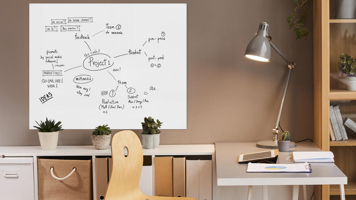 MAGNETPLATTE rahmenloses SLIMboard - Magnetisches trocken abwischbares Whiteboard 150x120 cm - Weiß, Metall (150/120/0.3cm) - ALLboards
