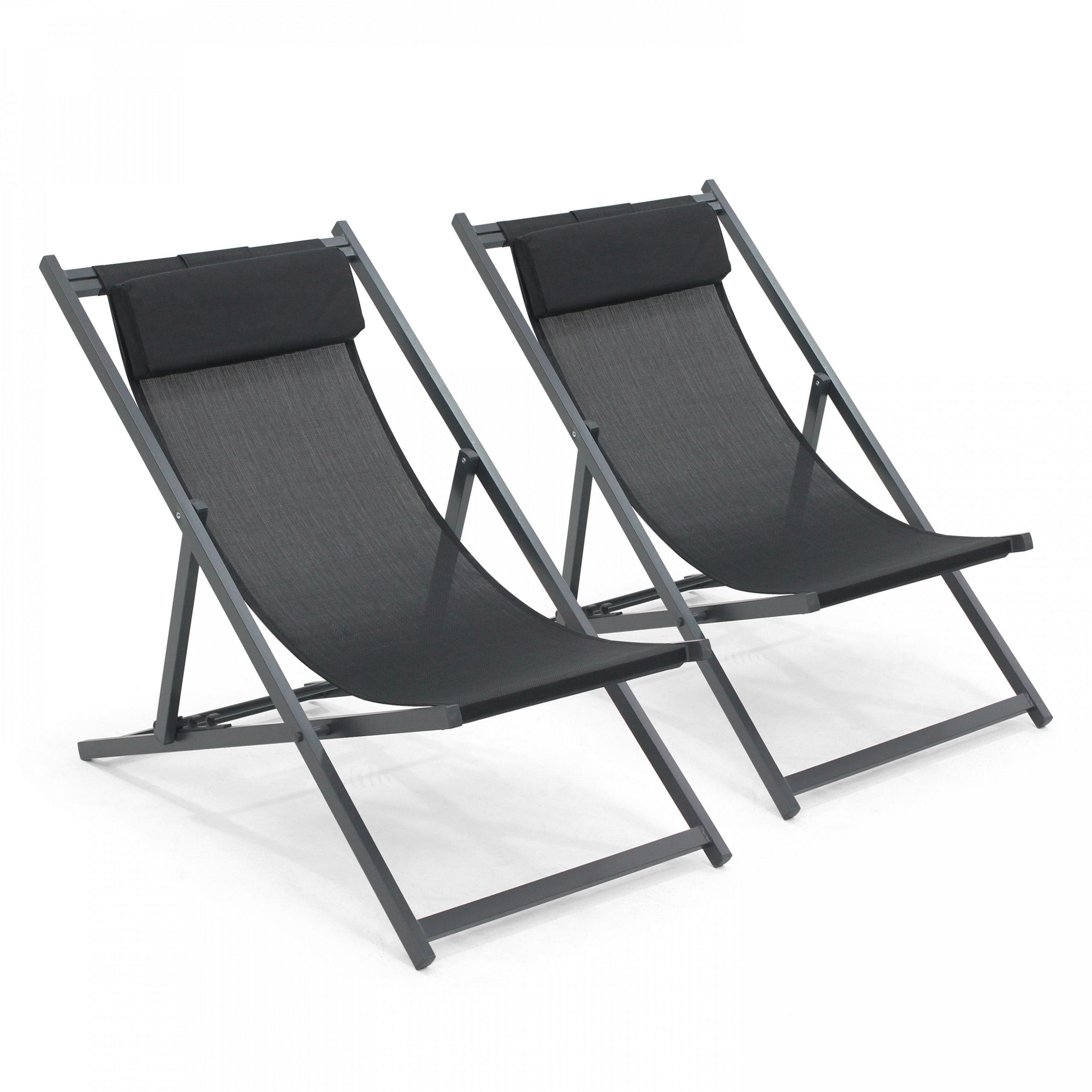 LIEGESTUHL 2-tlg., Schwarz - Schwarz, Metall (100/85/60cm) - Oviala