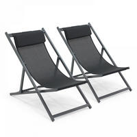 LIEGESTUHL 2-tlg., Schwarz - Schwarz, Metall (100/85/60cm) - Oviala
