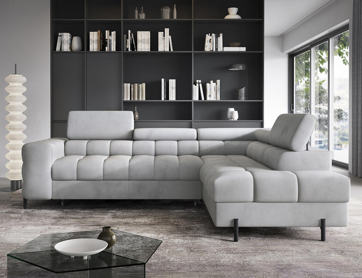 ECKSOFA Ferrucio R - Grau (Paros 05) - Grau, Holzwerkstoff (276/200cm) - Möblo