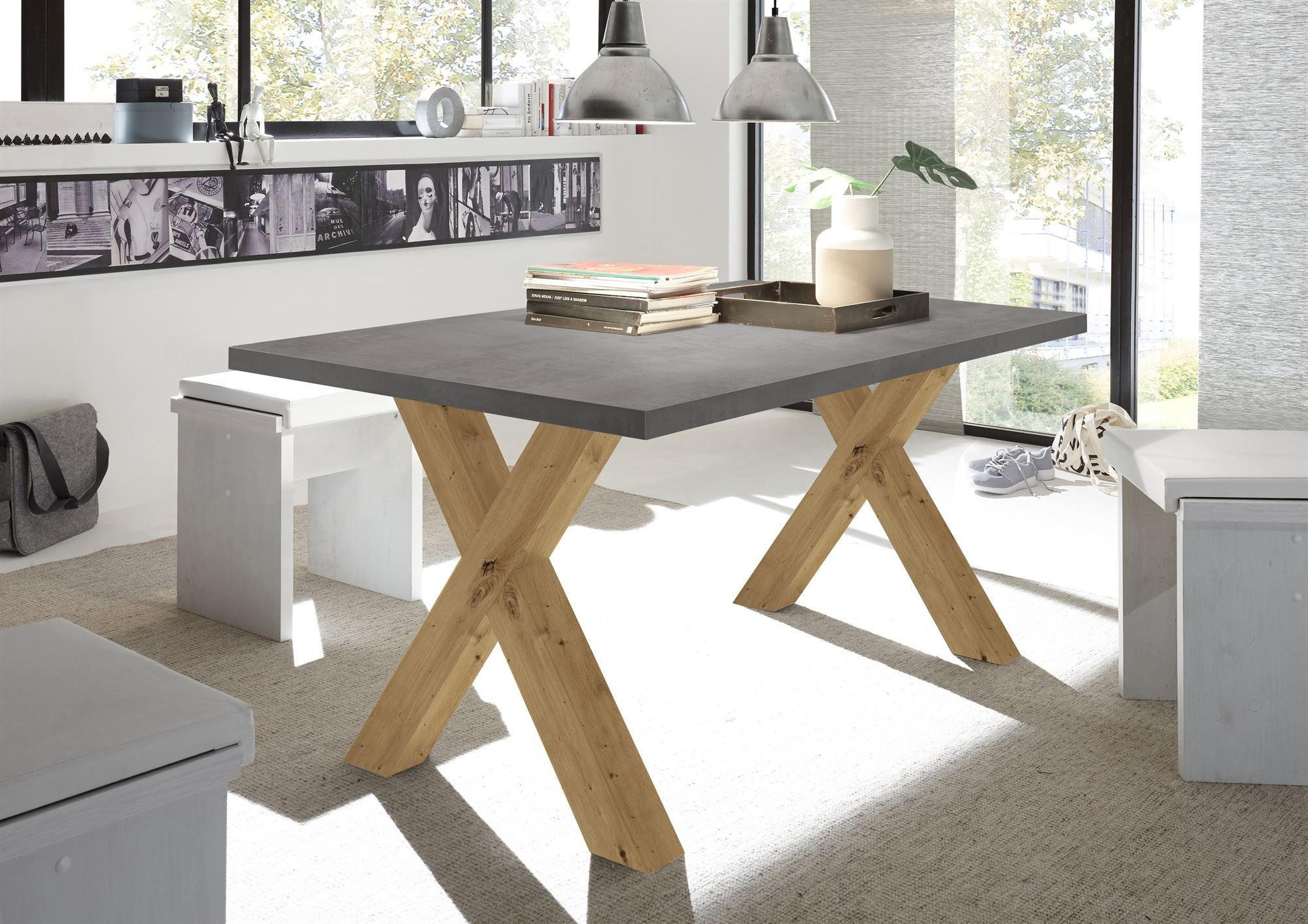 ESSZIMMERTISCH Eike 2 160 x 90 x 75 Esstisch Asteiche/Graphit - Grau, Holz (160/90/75cm) - 58aufmkessel
