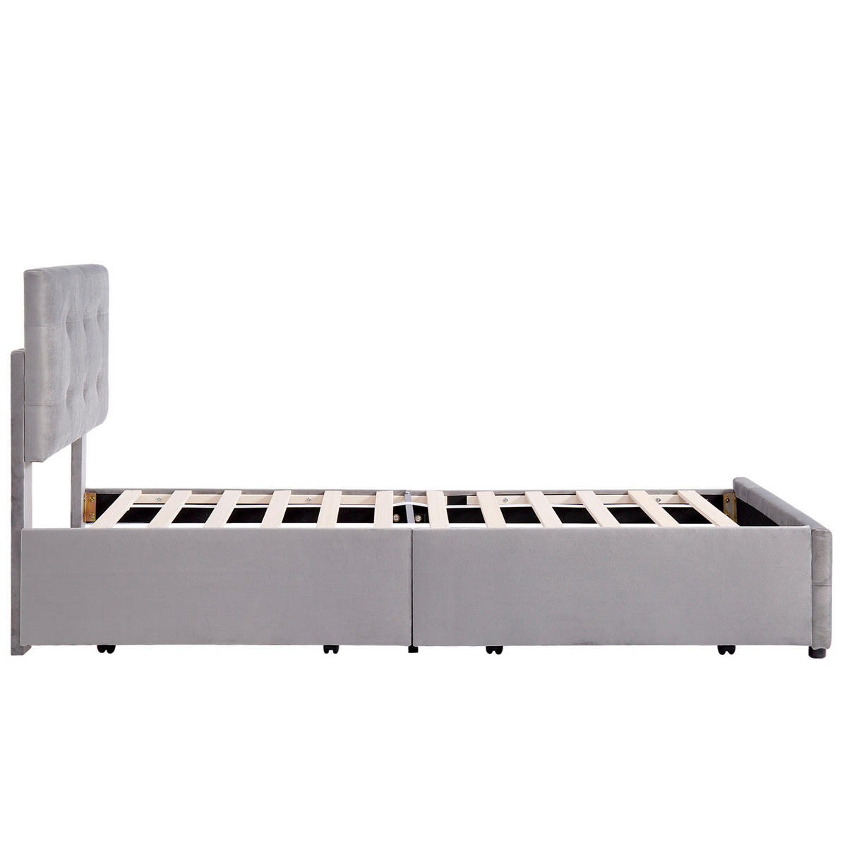 POLSTERBETT mit Samtbezug 90x200 cm Grau mit Lattenrost und Schublade - Grau, Textil (90/200cm) - IVMEU