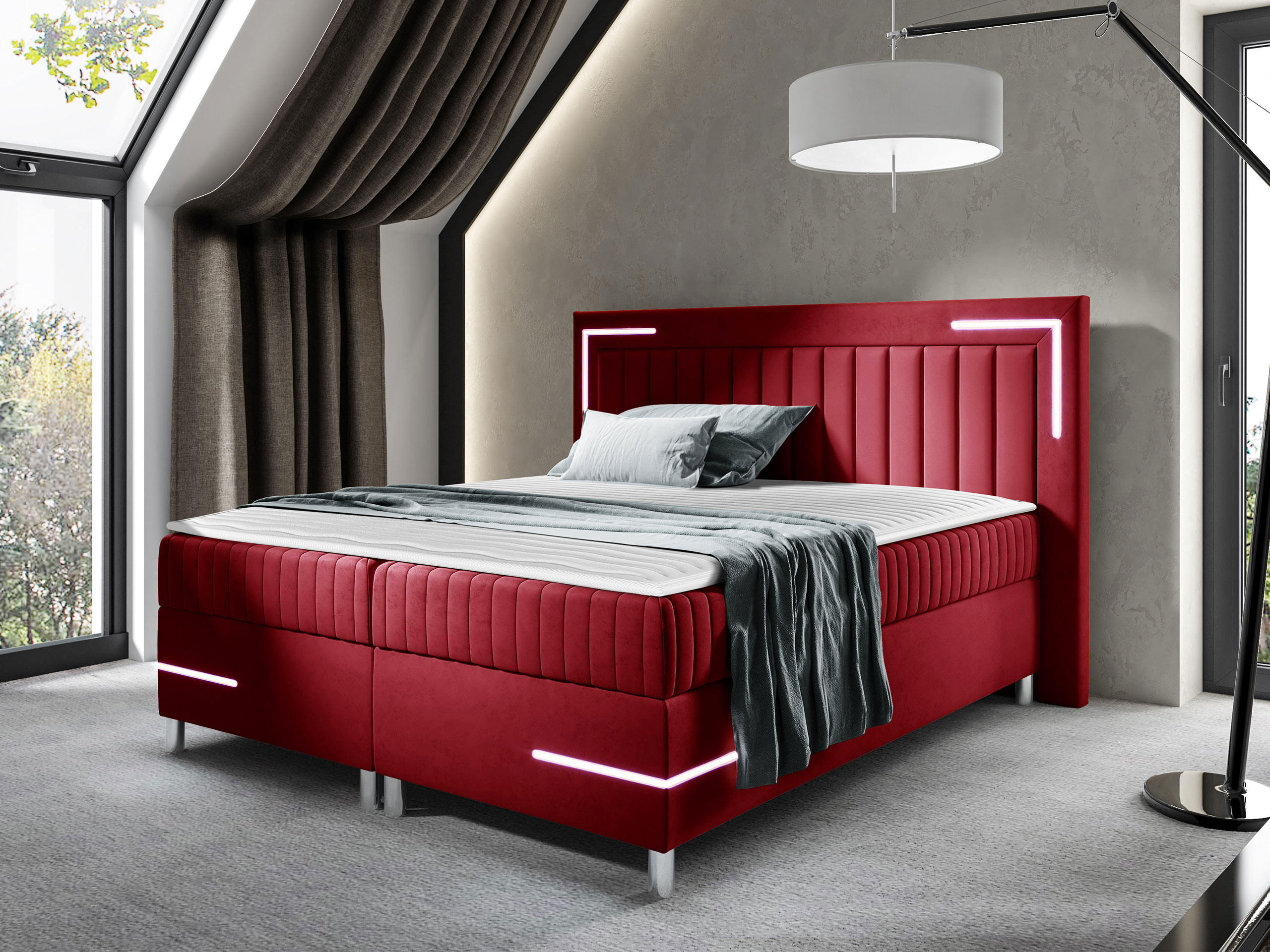BOXBETT Tenosi 3 LED - Rot, Holz (120/200cm) - MIRJAN24