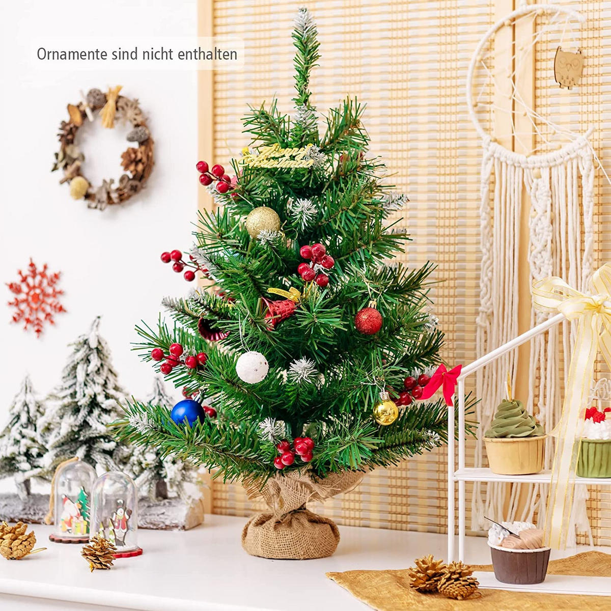WEIHNACHTSBAUM Mini Tisch Tannenform mit Zementbasis 60 cm grün - Grün, Kunststoff (60cm) - COSTWAY