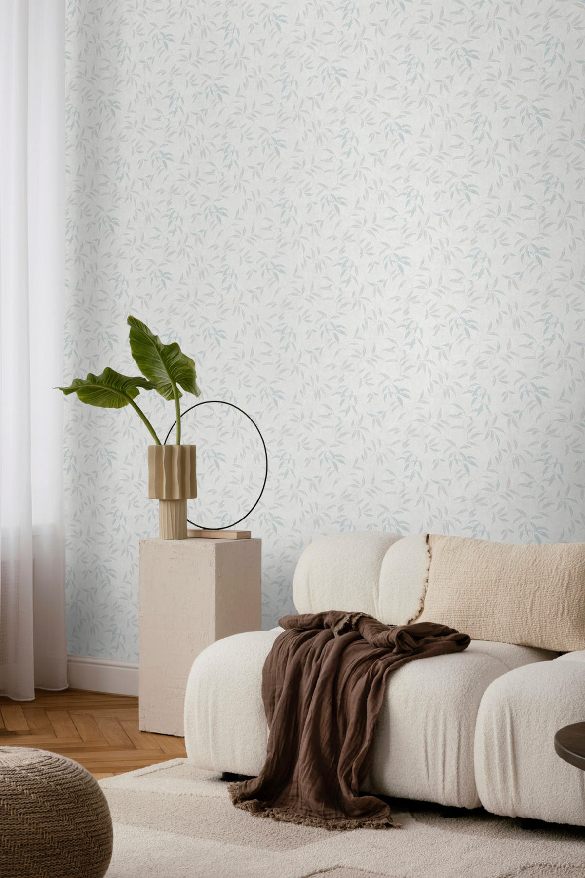 TAPETE Blätter 53 cm x 10 m - Blau, Papier (53/1000cm) - Sanders & Sanders
