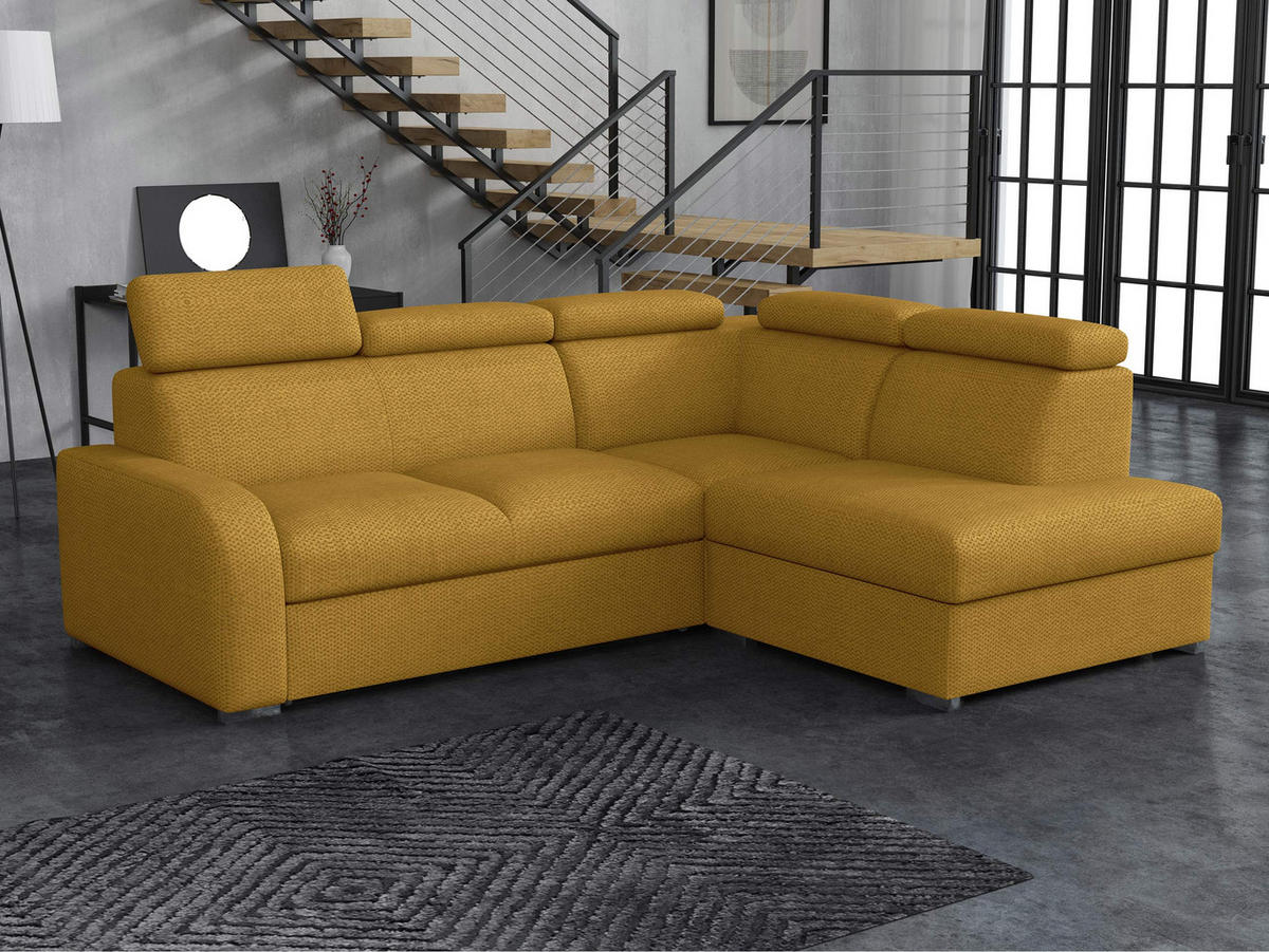ECKSOFA Oslo 2rRLXp, Seite: Rechts 2R+R+LXP - Gelb/Silberfarben, Holz/Textil (250/200cm) - MIRJAN24