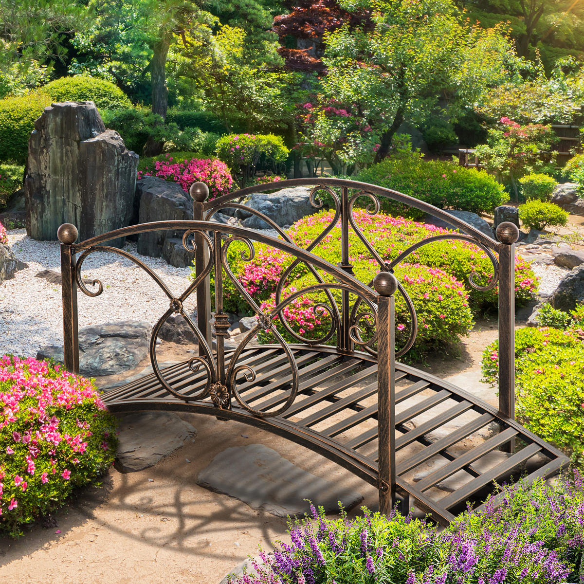 GARTENBRÜCKE,METALL Vintage floral,schwarz - Braun, Metall (99/68/53cm) - Vallsero