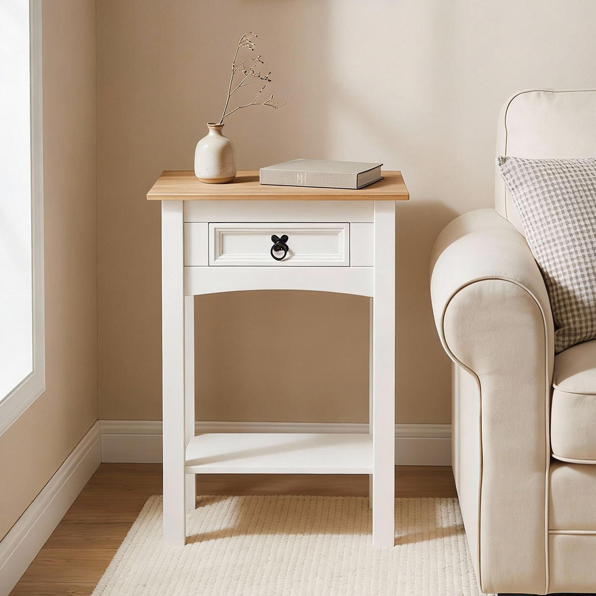 KONSOLENTISCH CAMPO - Weiß/Braun, Holz (32/53/73cm) - CARO-Möbel