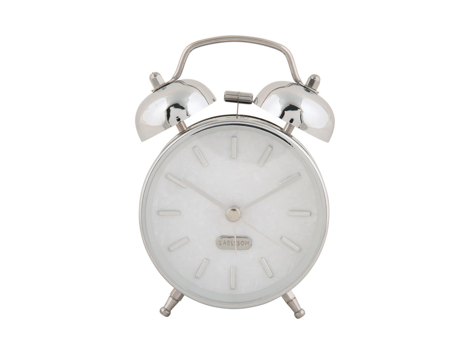 WECKER Retro Pearl Glow Ø 8 cm - Silberfarben, Metall (8/12/4.6cm) - Karlsson