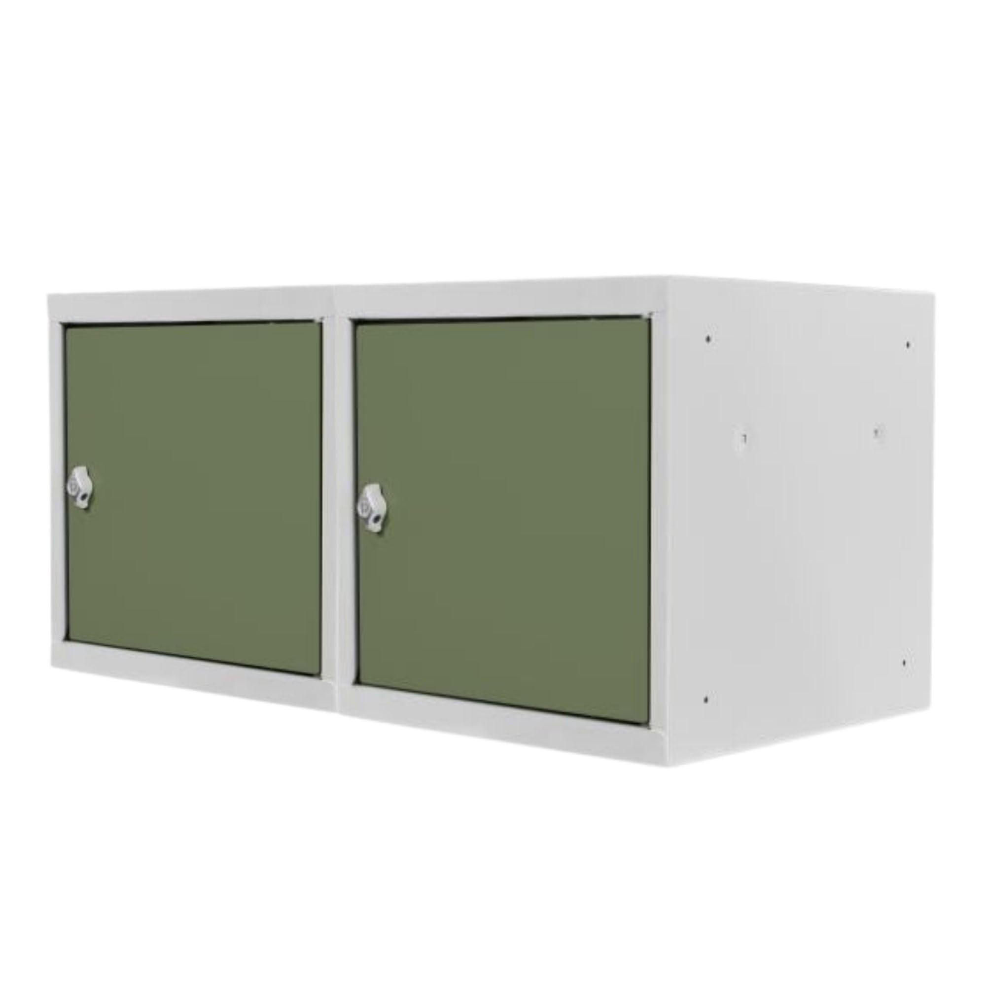 SCHLIESSFACHWÜRFEL 2x Blocky mit Drehriegelschloss für Vorhängeschloss 40x40x40cm Lichtgrau/Grün - Grau/Grün, Metall (40/40/40cm) - PROREGAL