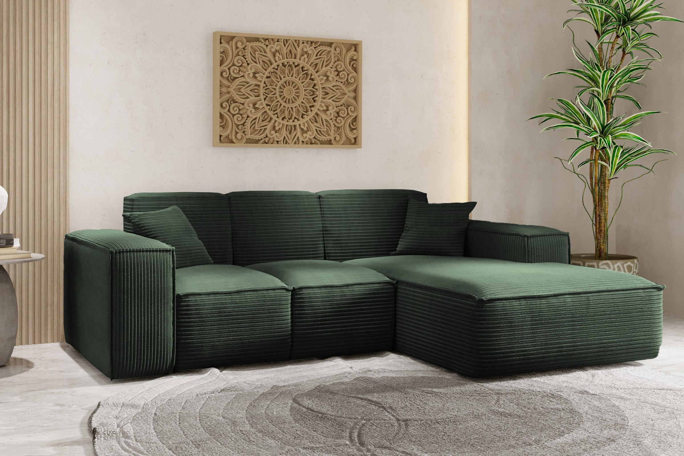 ECKSOFA L-Form Wohnzimmer SIENA Stoff Poso Grün Rechts - Grün, Holz/Textil (266/165cm) - Kaiser Möbel