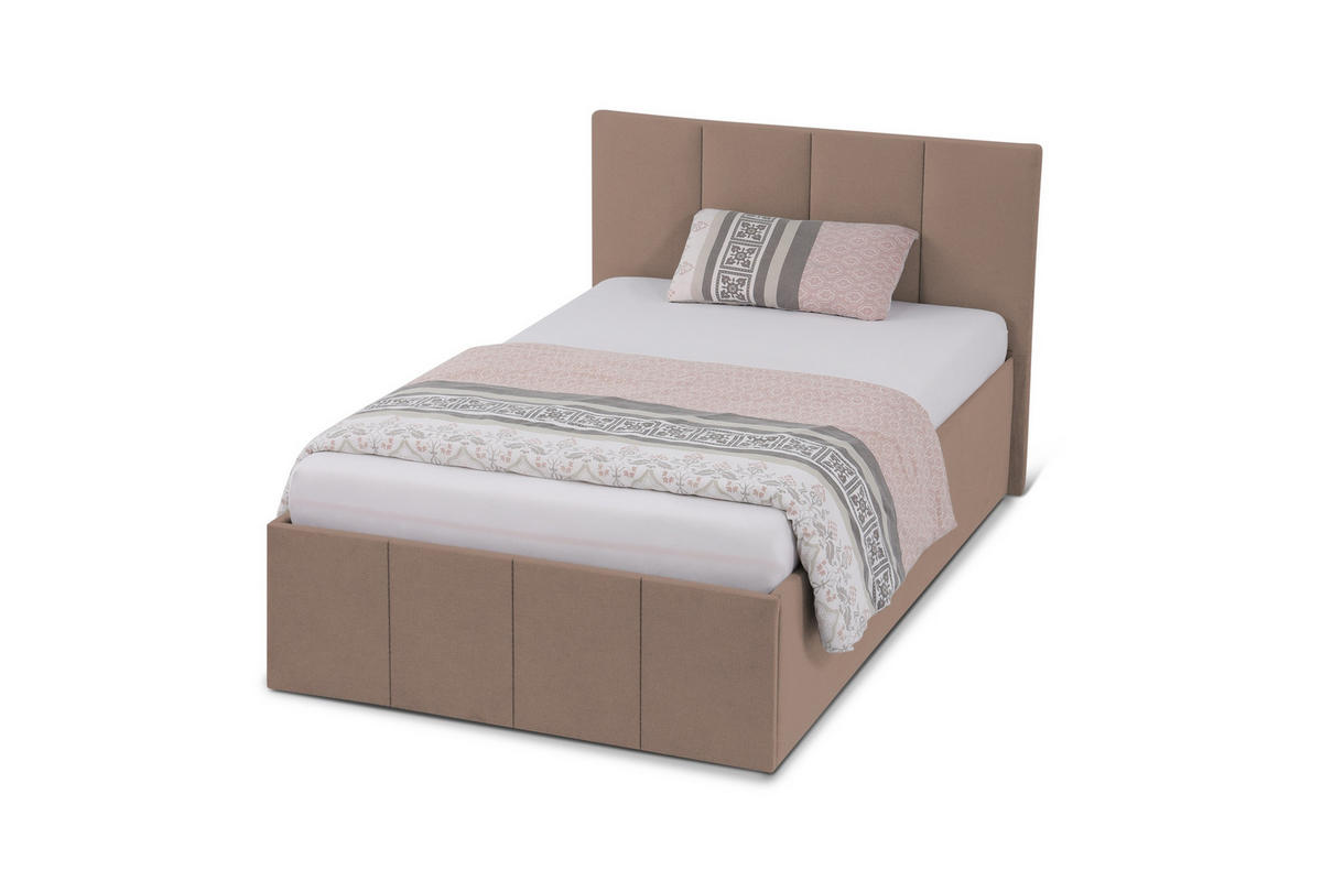 POLSTERBETT Dalas Sahara 120 x 200 x 40 cm Stauraum Mit hochwertiger Matratze H2 (bis 100 kg) und Lattenrost - Sahara, Holz (120/200cm) - Halmon Schlafkomfort Betten 