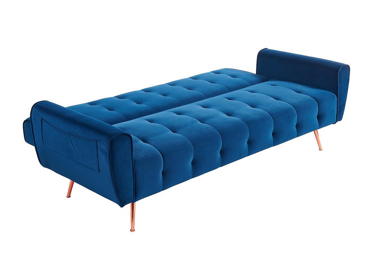 SCHLAFSOFA - 3 Personen - Stoff, Samt - Königsblau - - Blau, Textil (209/83/83cm) - Vente-Unique