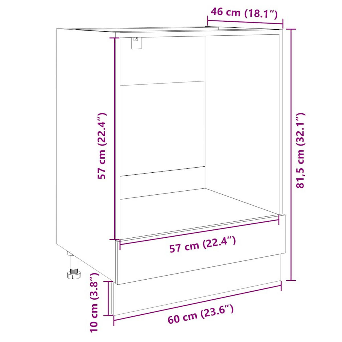 HERDUMBAUSCHRANK Sonoma-Eiche 60/46/81,5 Cm Holzwerkstoff - Sonoma Eiche, Holzwerkstoff (46/81.5/60cm) - vidaXL