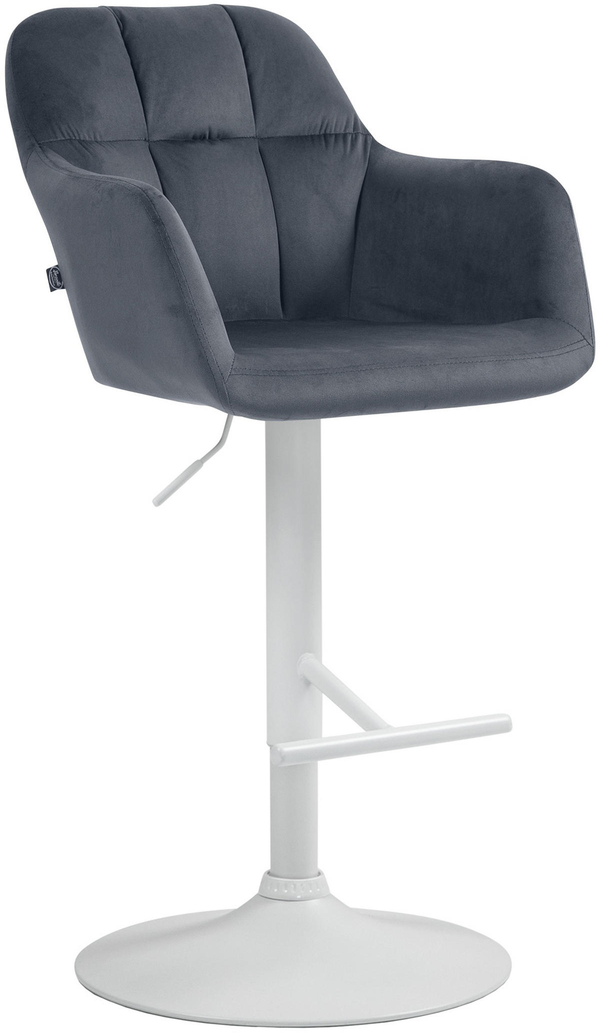 BARHOCKER Nardo Samt weiß dunkelgrau - Weiß/Grau, Textil/Metall (57/118/59cm) - TPFLiving