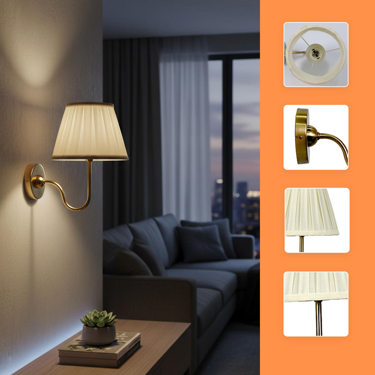 WANDLAMPE - Multicolor, Textil/Metall (27/32.5/27cm) - Relaxdays