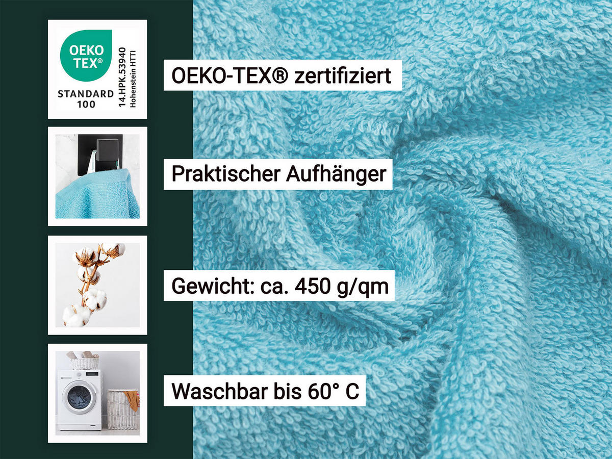 HANDTÜCHER, 6er-Set, 50x100 cm, 100% Baumwolle, Blau - Blau, Textil (50/50cm) - Zollner